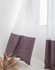 Snow White and Grey linen curtains with tape, two tones - Linen Couture Boutique