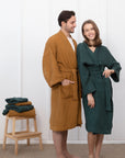 Set of Waffle Linen Robes with Towels for Two - Linen Couture Boutique