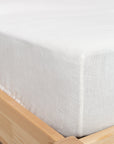 Linen Fitted Bed Sheet in White - Linen Couture Boutique