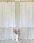 White and Pastel Plum linen curtains with tabs, two tones - Linen Couture Boutique