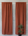 Reddish Brown linen curtain with blackout, rod pocket - Linen Couture Boutique