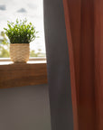 Reddish Brown linen curtain with blackout, rod pocket - Linen Couture Boutique