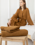 Set of linen waffle robes with towels - Linen Couture Boutique