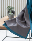 Dark Sea Blue linen curtain with blackout, tape - Linen Couture