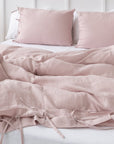 Deep Rose linen pillowcase with ties - Linen Couture