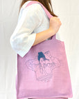 Deep Rose linen tote bag with embroidery - Linen Couture