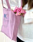 Deep Rose linen tote bag with embroidery - Linen Couture