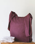 Deep Rose linen tote bag with inside pocket - Linen Couture