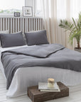 Grey linen duvet cover with zipper - Linen Couture