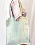 Grey Linen tote bag with embroidery - Linen Couture