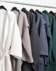 Greyish Green linen waffle robe for men - Linen Couture