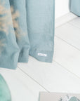 Greyish Mint linen curtain with tabs - Linen Couture