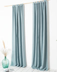 Greyish Mint linen curtain with tabs - Linen Couture