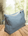 Greyish Mint linen makeup bag - Linen Couture