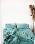 Greyish Mint linen set of linen bedding with zipper - Linen Couture
