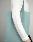 Greyish Mint linen tote bag - Linen Couture