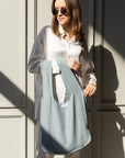 Greyish Mint linen tote bag with inside pocket - Linen Couture