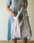 Lemon linen canvas bag - Linen Couture