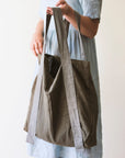 Light Grey and Grey linen canvas bag two tones - Linen Couture