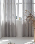 Light Grey linen curtain with grommets - Linen Couture