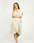 Light Grey linen wrap dress - Linen Couture
