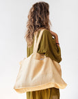 Linen beach bag with pocket and zipper in Canary Yellow - Linen Couture