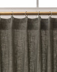 Linen curtain with pleating tape and crown in Safari green - Linen Couture