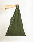 Moss Green linen triangle bag - Linen Couture
