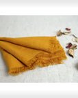 Mustard linen napkins set with tassels - Linen Couture