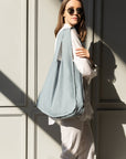 Natural and White check linen tote bag with inside pocket - Linen Couture