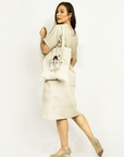 Natural Light linen tote bag with embroidery - Linen Couture