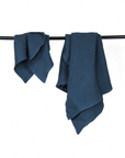 Navy Blue linen waffle towels set - Linen Couture