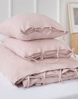 Pale Pink linen duvet cover with ties - Linen Couture