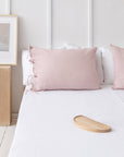 Pale Pink linen pillowcase with ties - Linen Couture