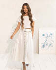 Taormina Linen Crop Top and Midi Skirt Set - Linen Couture