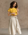 Taormina Set | Linen Crop Top and Flared Midi Skirt - Linen Couture
