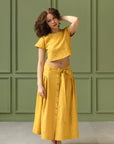 Taormina Set | Linen Crop Top and Flared Midi Skirt - Linen Couture