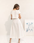 Taormina Set | Linen Crop Top and Flared Midi Skirt - Linen Couture