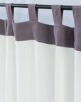 White and Pastel Plum linen curtains with tabs, two tones - Linen Couture Boutique