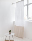 Snow White and Natural Light linen curtains with tape, two tones - Linen Couture Boutique