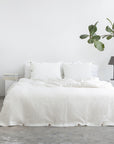Linen duvet cover in White with coconut buttons - Linen Couture Boutique