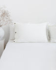 Linen Bedding Set with coconut buttons in White - Linen Couture Boutique