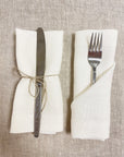 Set of White Linen Napkins with a Decorative Hem (250 gsm) - Linen Couture Boutique