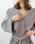 Set of Waffle Linen Towels and Robes with Hoodies for Two - Linen Couture Boutique