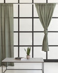 Safari Green linen curtain with rod pocket - Linen Couture Boutique
