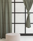 Safari Green linen curtain with rod pocket - Linen Couture Boutique