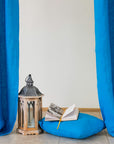 Sky Blue linen curtain with tabs - Linen Couture Boutique