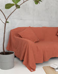 Reddish Brown linen couch cover - Linen Couture Boutique
