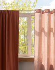 Reddish Brown linen curtain with blackout, rod pocket - Linen Couture Boutique