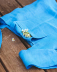 Sky Blue linen tote bag with inside pocket - Linen Couture Boutique